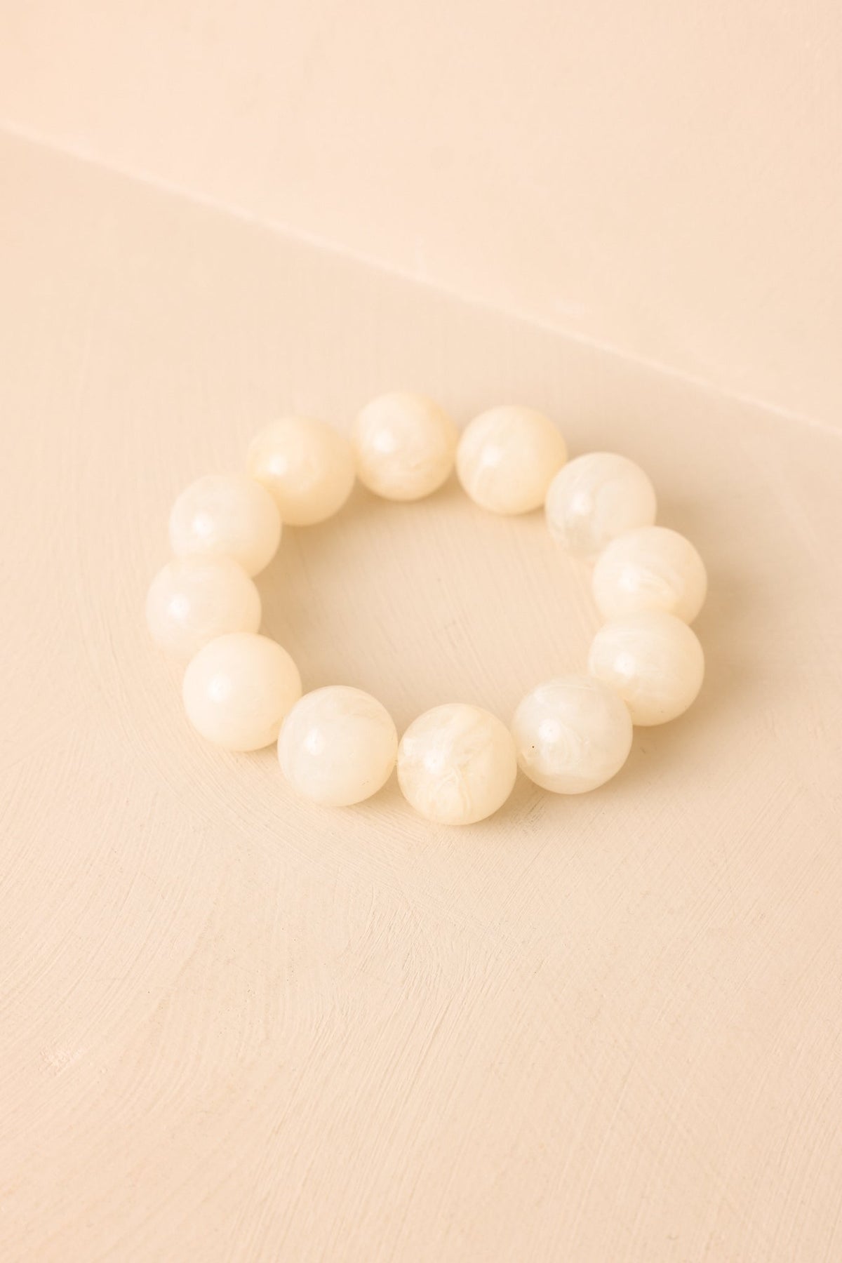 Oyster Moon Ivory Marbled Beaded Stretch Bracelet