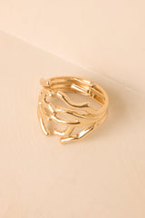 Riviera Reef Gold Sculptural Hinged Cuff Bracelet