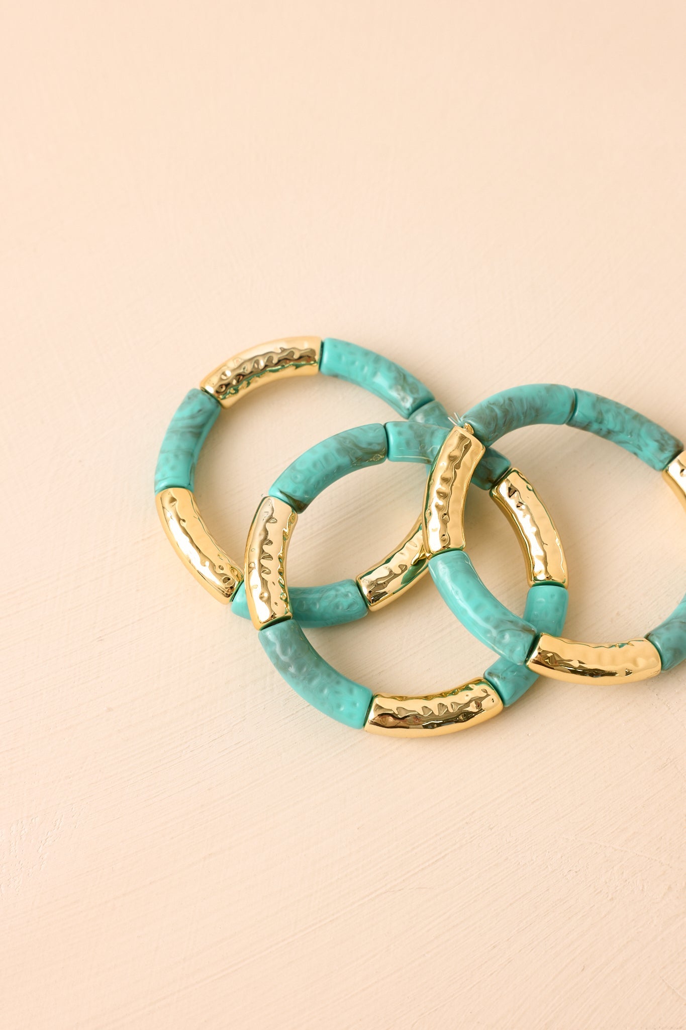 Cabana Glow Turquoise & Gold Slim Beaded Stretch Bracelet