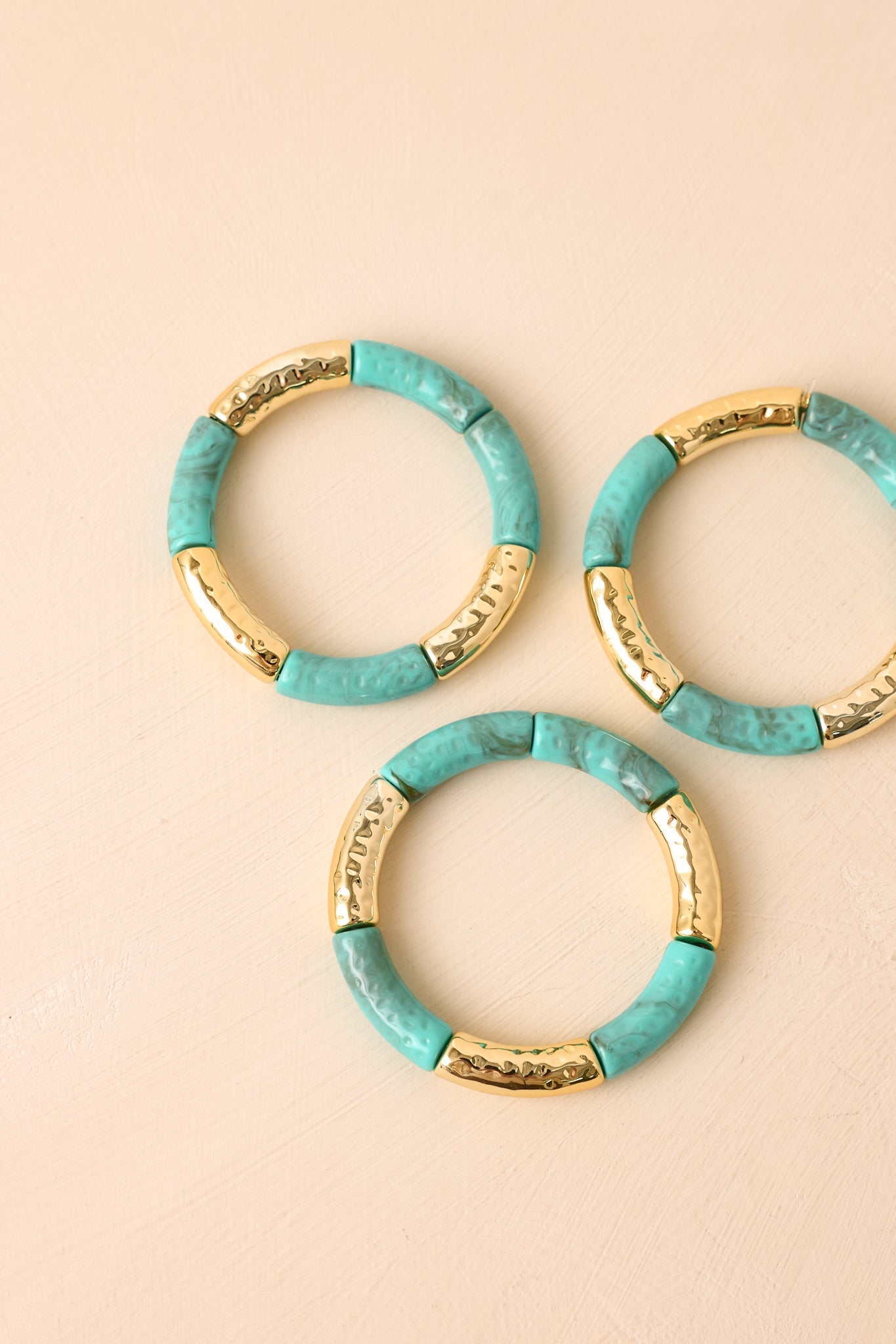 Cabana Glow Turquoise & Gold Slim Beaded Stretch Bracelet