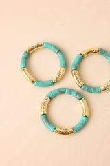 Cabana Glow Turquoise & Gold Slim Beaded Stretch Bracelet