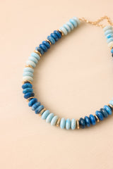 Wander Often Blue & Gold Beaded Necklace