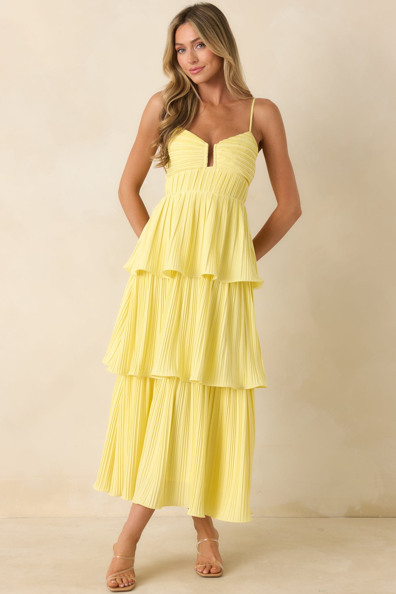 ASTR The Label Lupin Yellow Tiered Maxi Dress