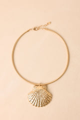 Seas the Moment Gold Shell Statement Necklace