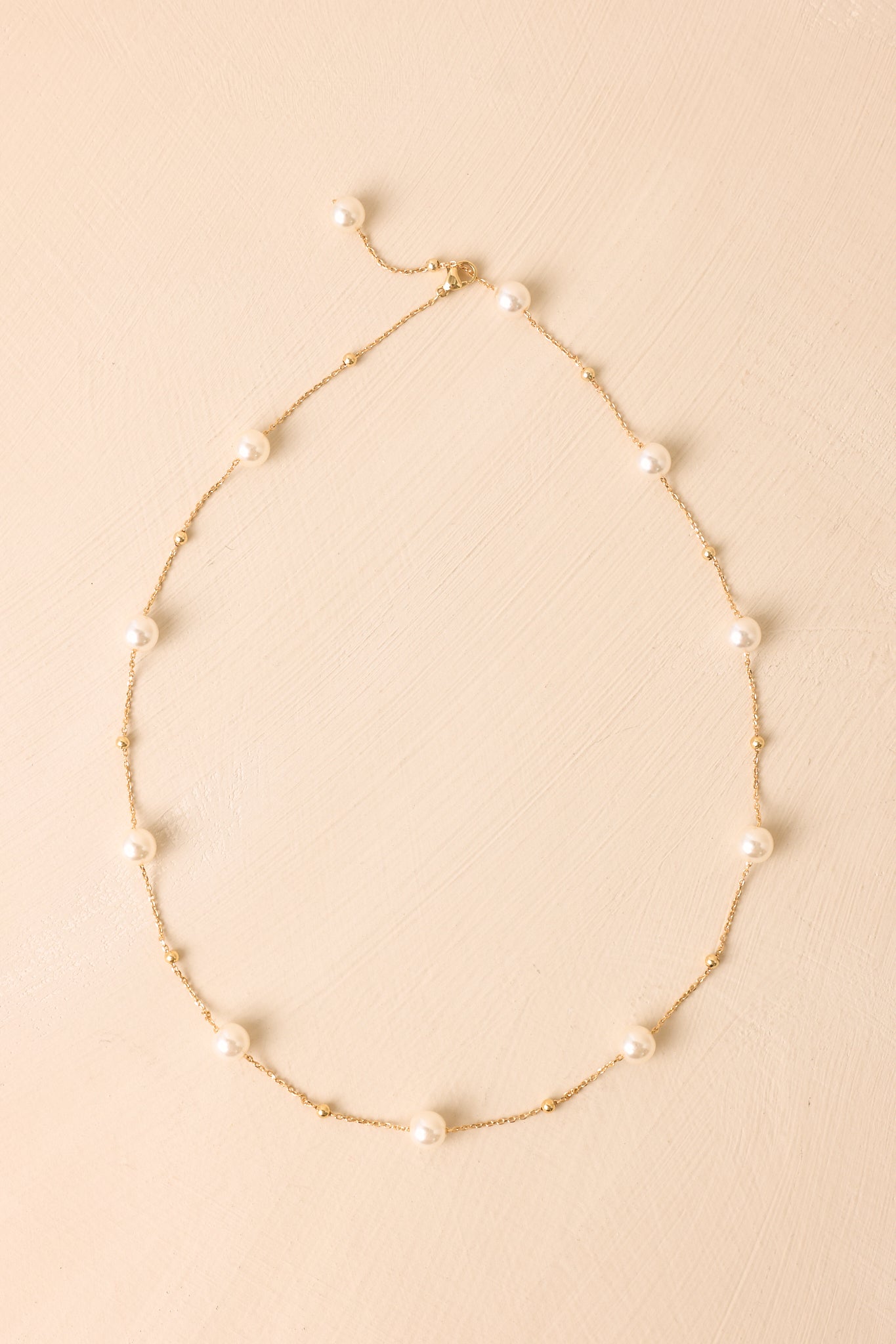 All the Way Around Gold Pearl Chain Necklace