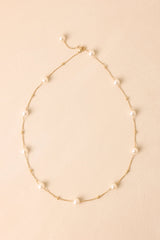 All the Way Around Gold Pearl Chain Necklace