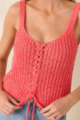 Z Supply Tate Coral Pink Lace-Up Sweater Tank Top
