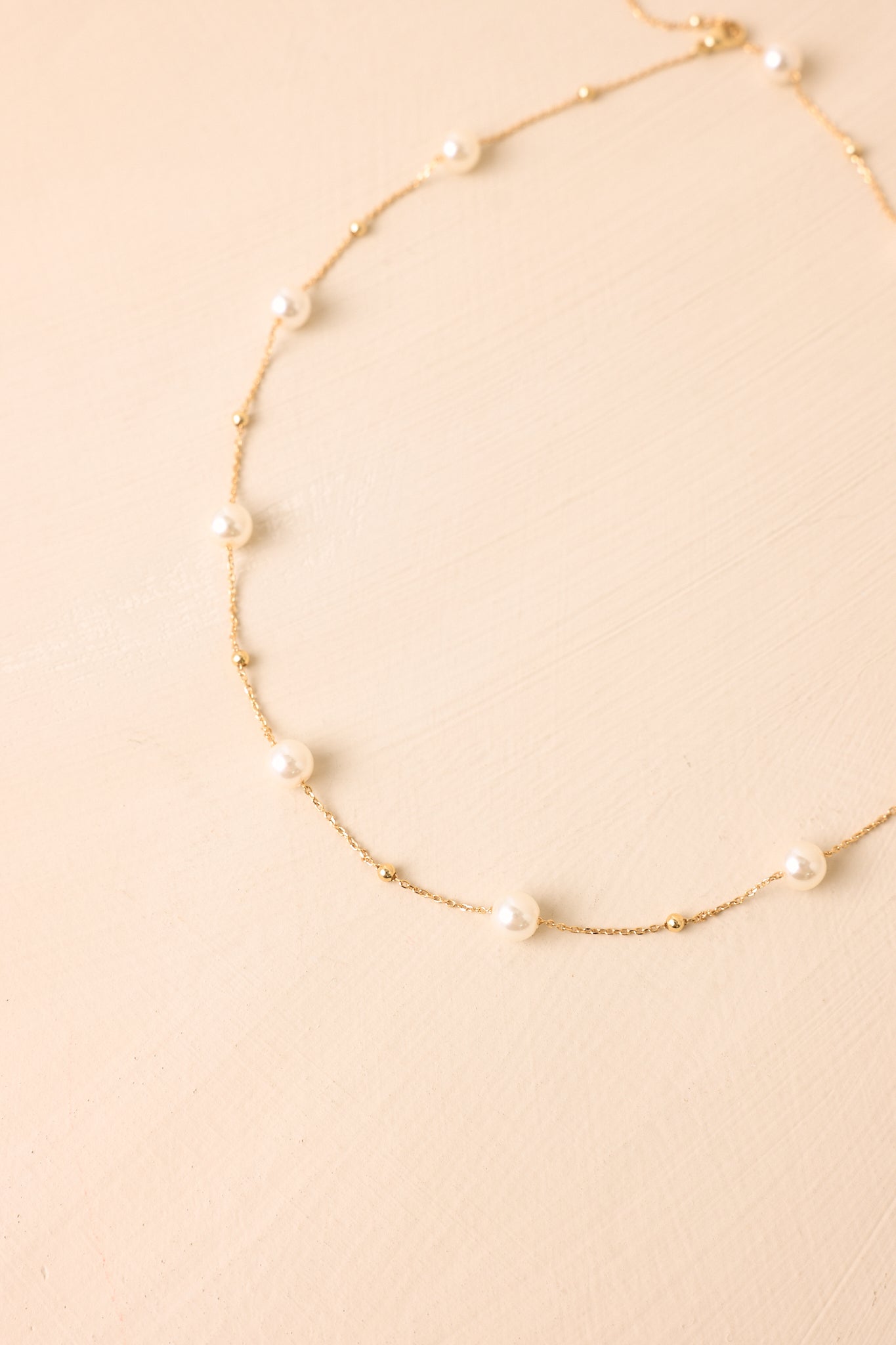 All the Way Around Gold Pearl Chain Necklace