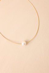 One & Only Gold Pearl Solitaire Necklace