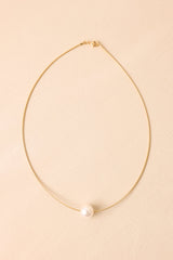 One & Only Gold Pearl Solitaire Necklace
