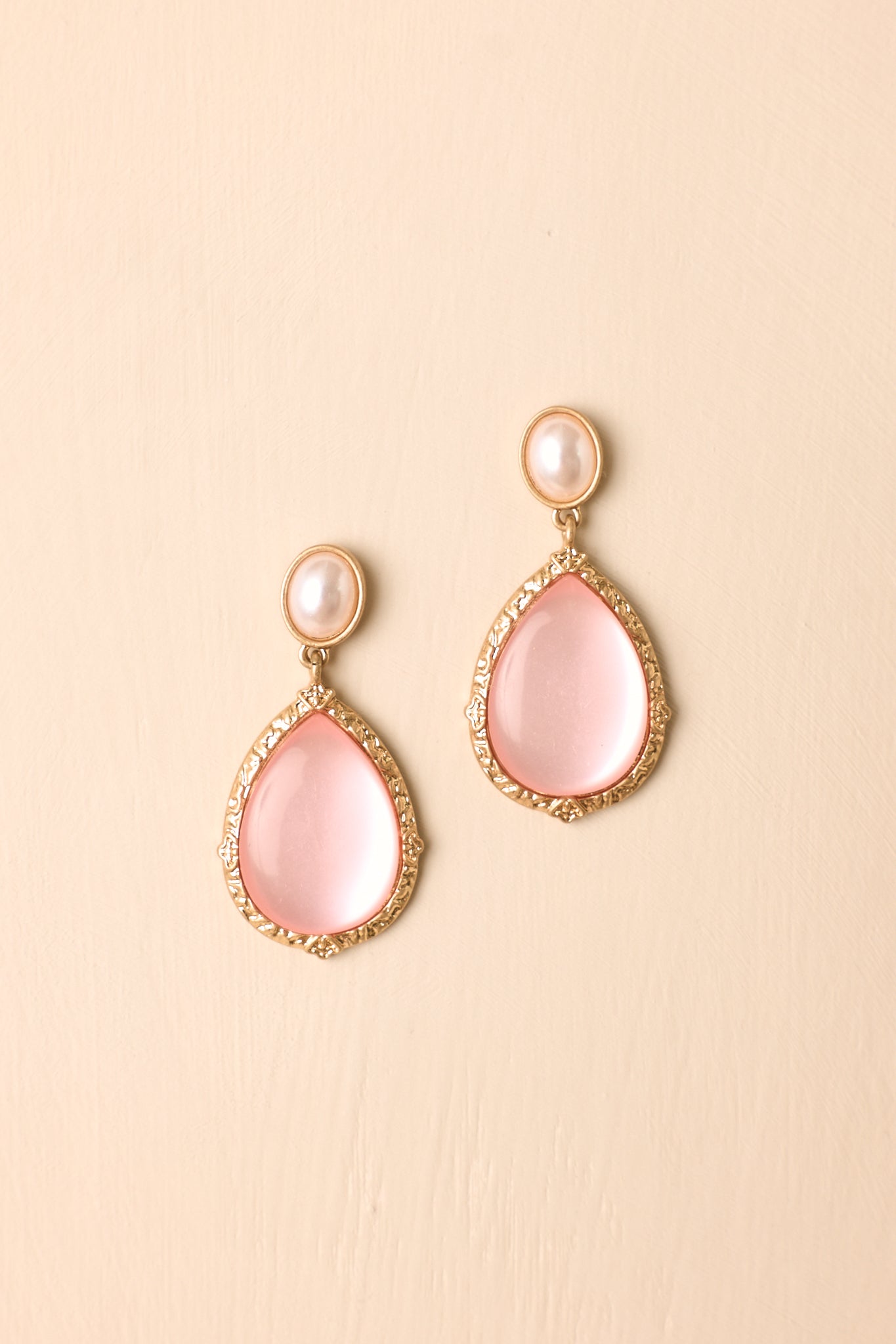 Purely Polished Gold & Pink Pearlescent Drop Earrings