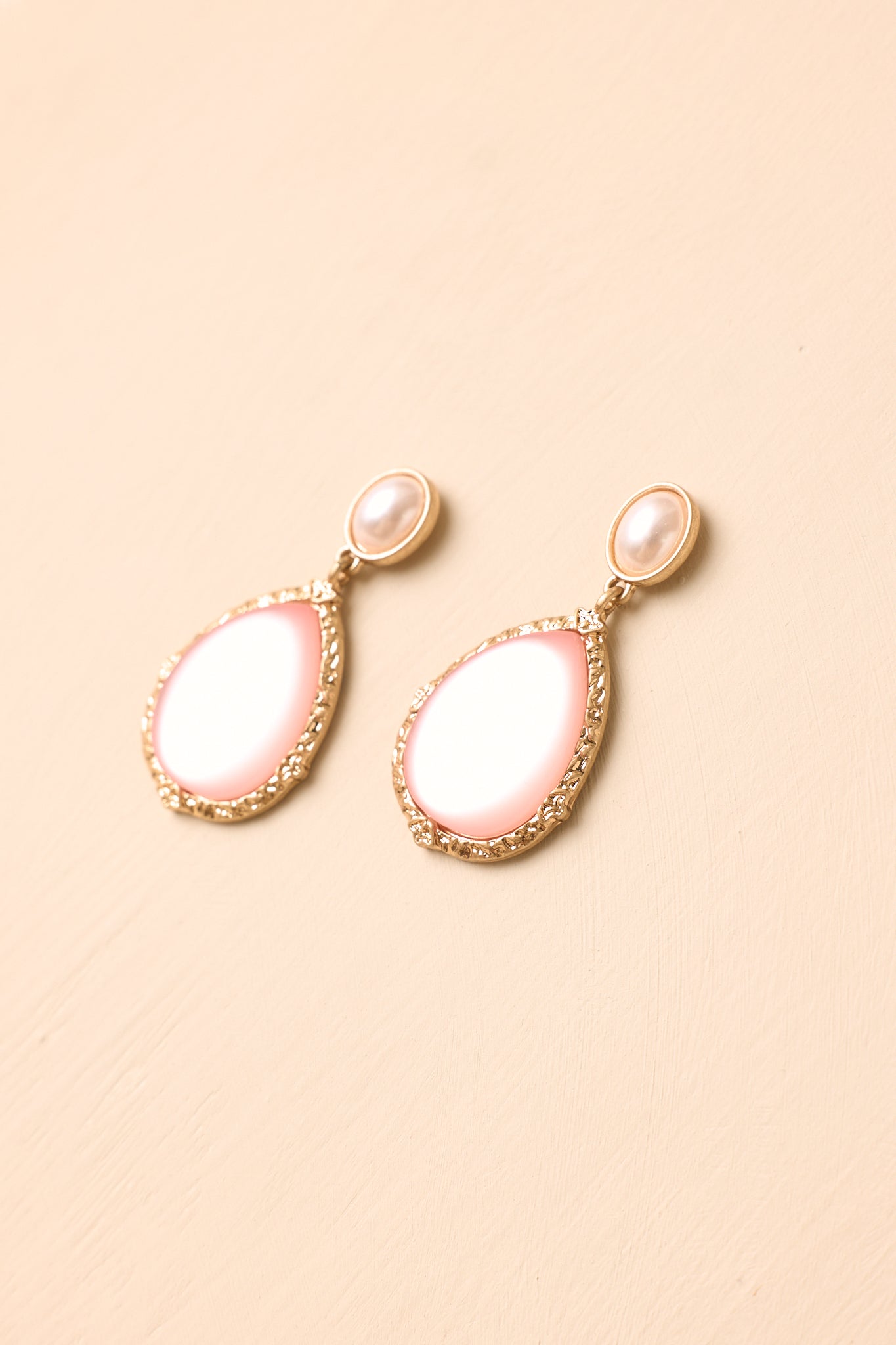 Purely Polished Gold & Pink Pearlescent Drop Earrings
