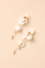 Petals After Rain White Marbled Floral Drop Earrings