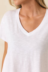 Casual Perfection White Modal Blend V-Neck Tee