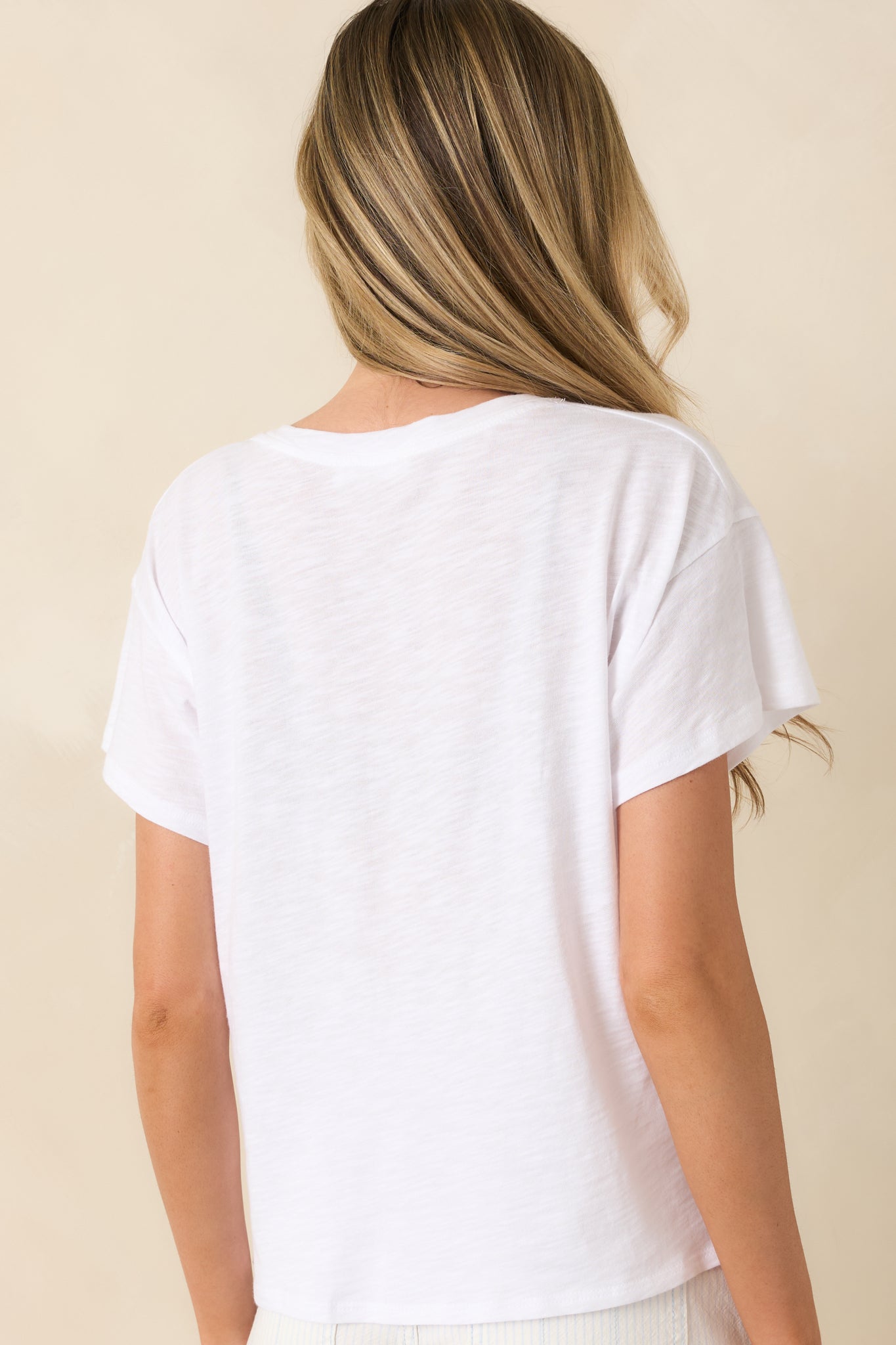 Casual Perfection White Modal Blend V-Neck Tee