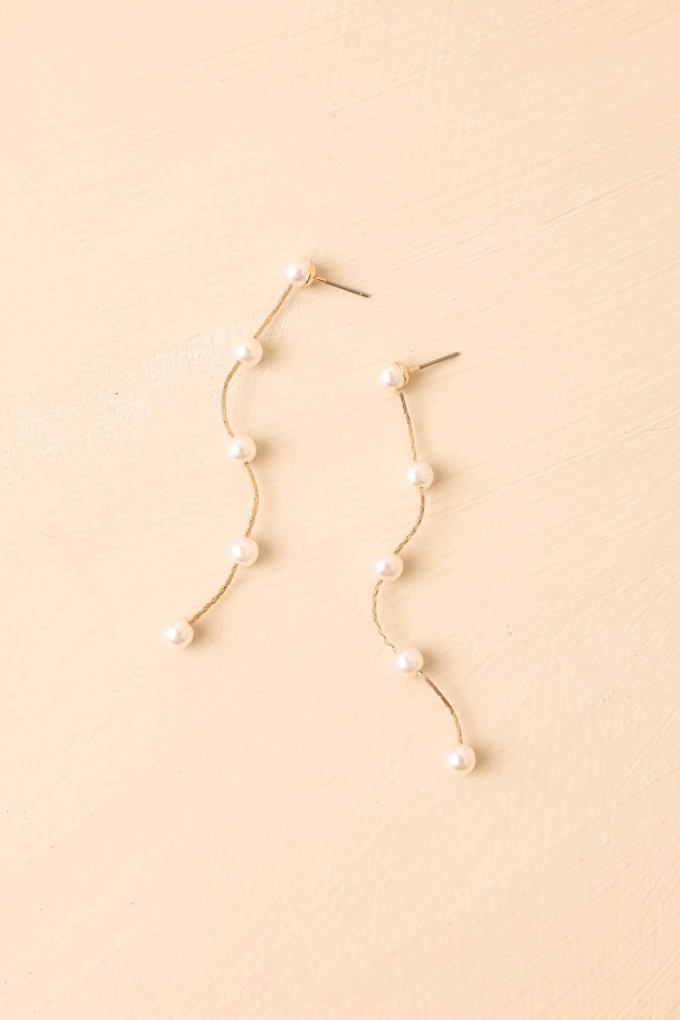 Drifting Into Love Gold & Pearl Chain Drop Earrings