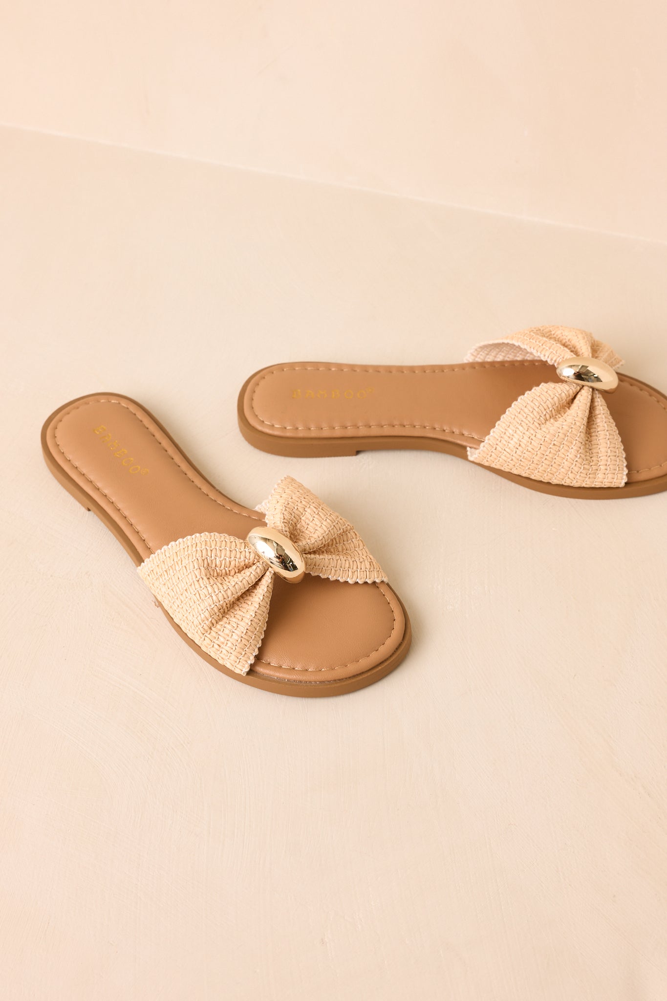 Harbor Light Natural Raffia Bow Slide Sandals