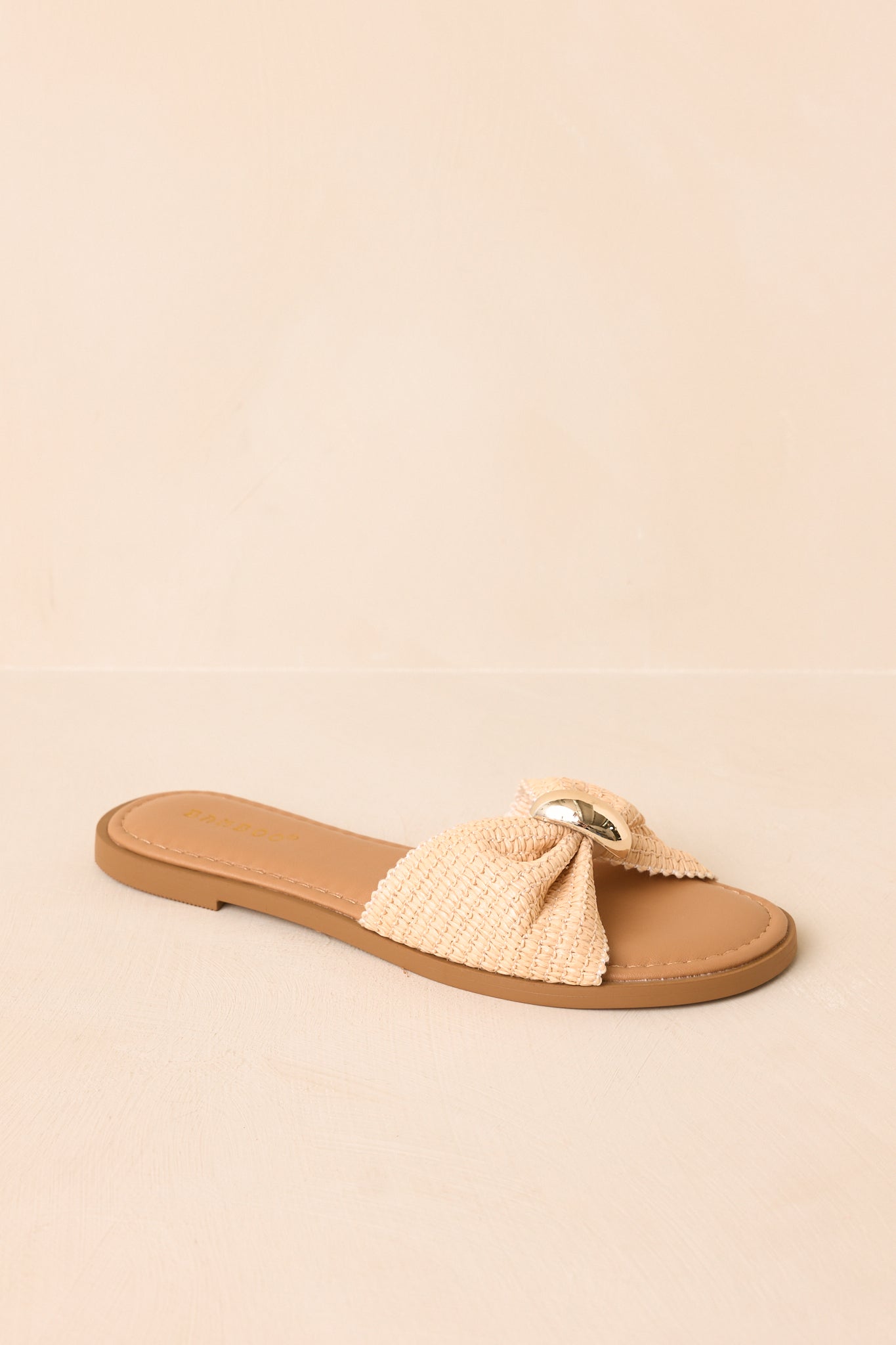 Harbor Light Natural Raffia Bow Slide Sandals