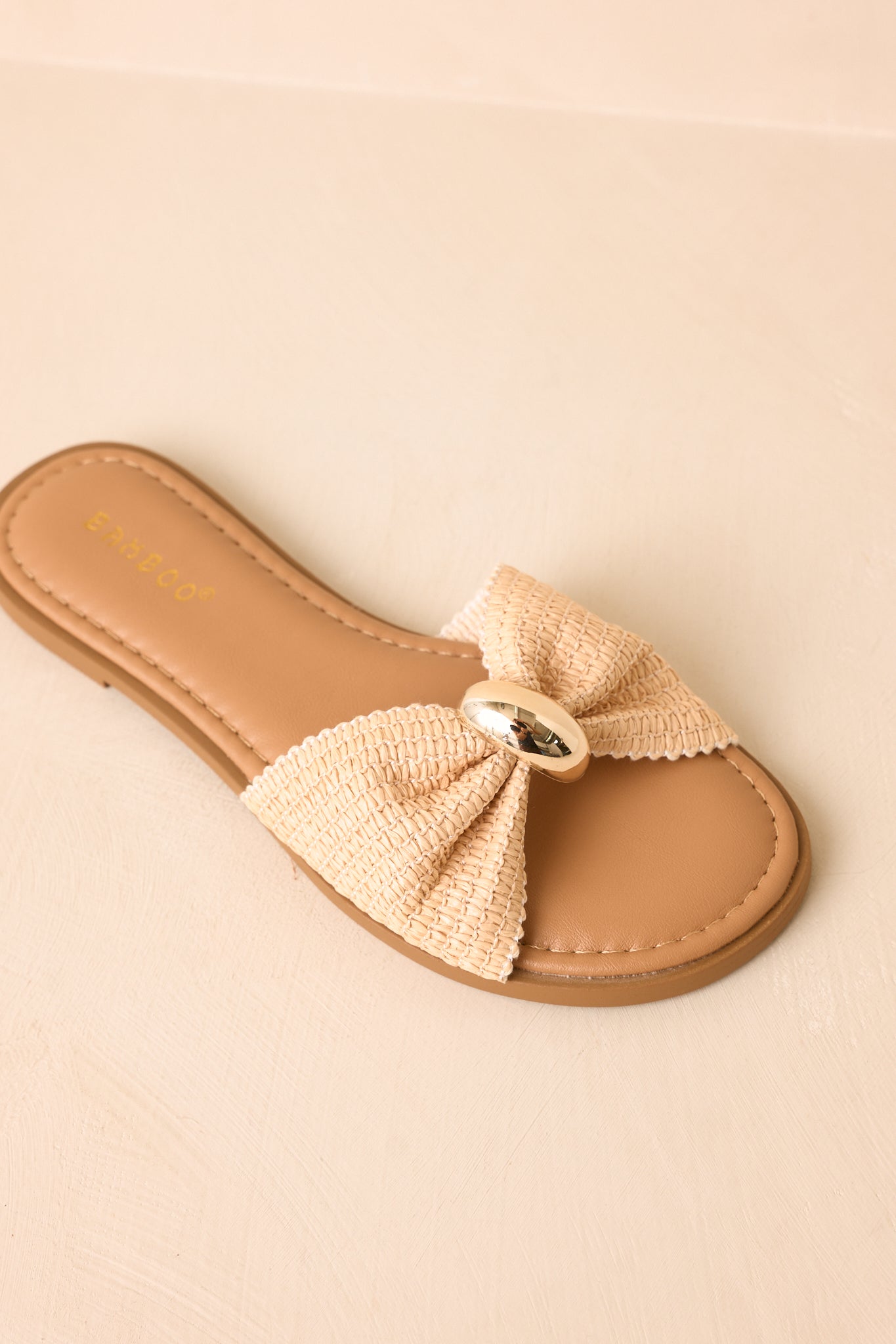 Harbor Light Natural Raffia Bow Slide Sandals