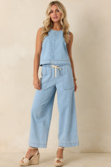 Z Supply Daycation Light Wash Cotton Denim Utility Pants