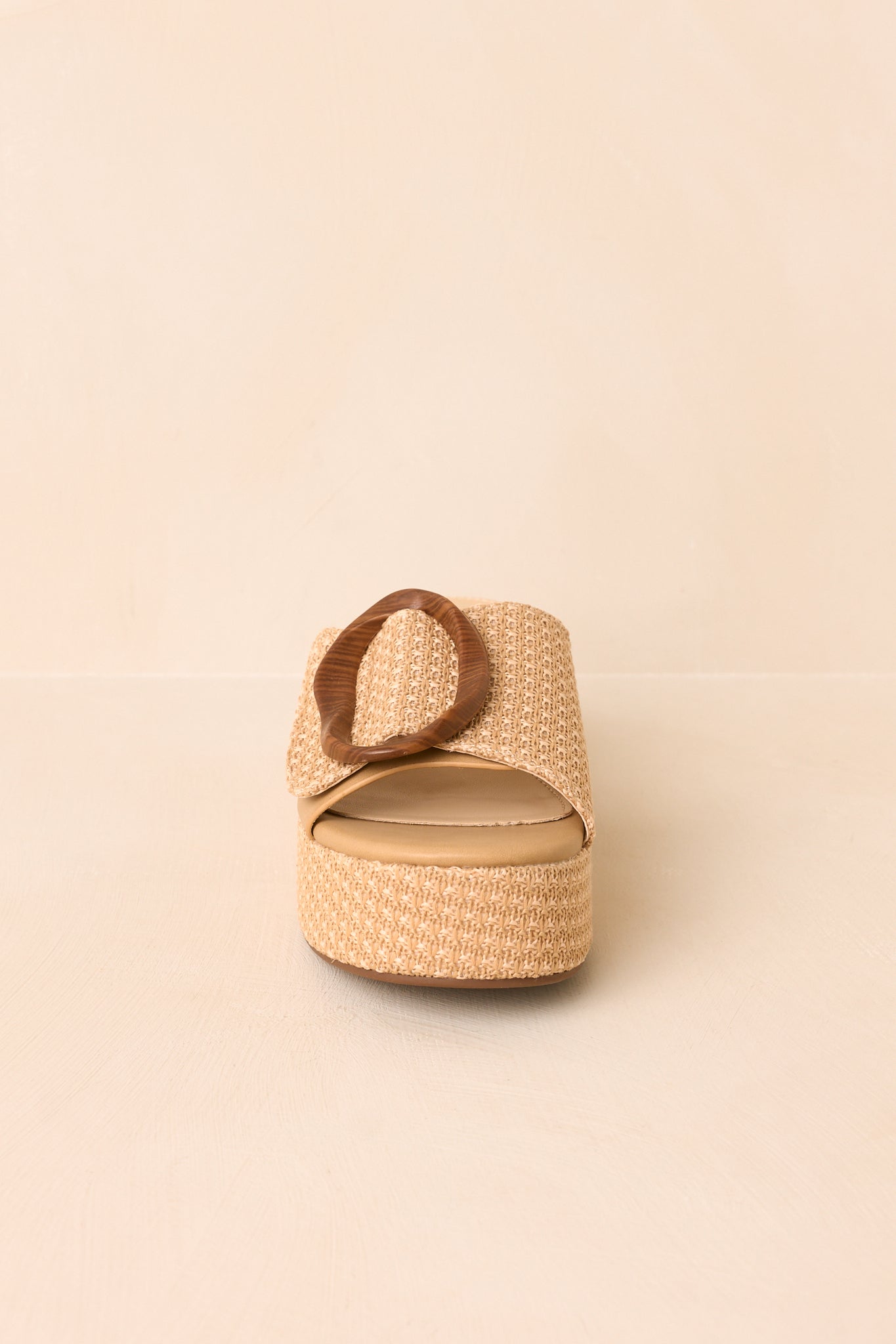 Vintage Havana Janette Tan Raffia Platform Slide Sandals