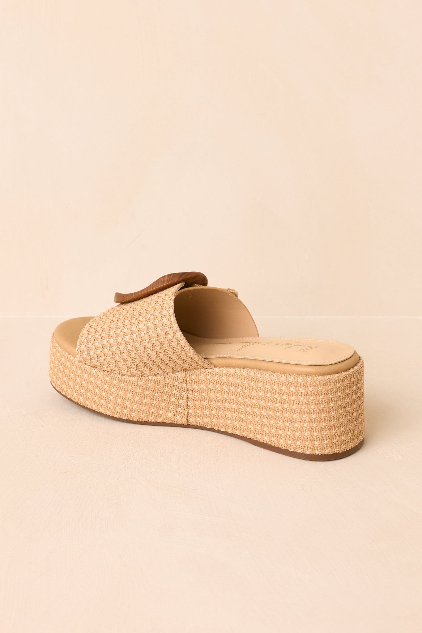Vintage Havana Janette Tan Raffia Platform Slide Sandals