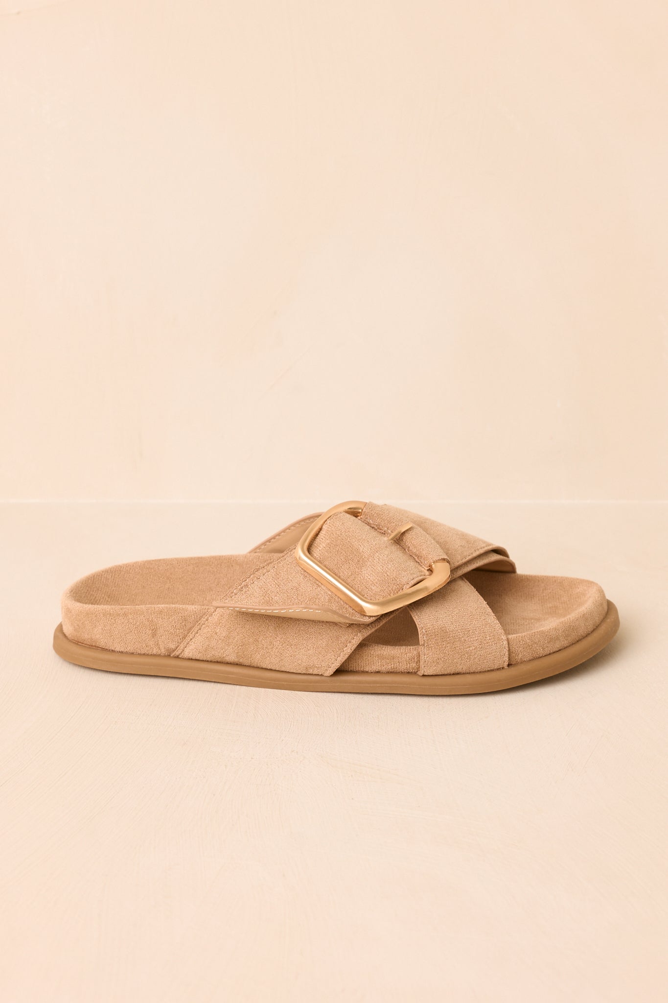 Vintage Havana Elektra Light Taupe Suede Buckle Slide Sandals