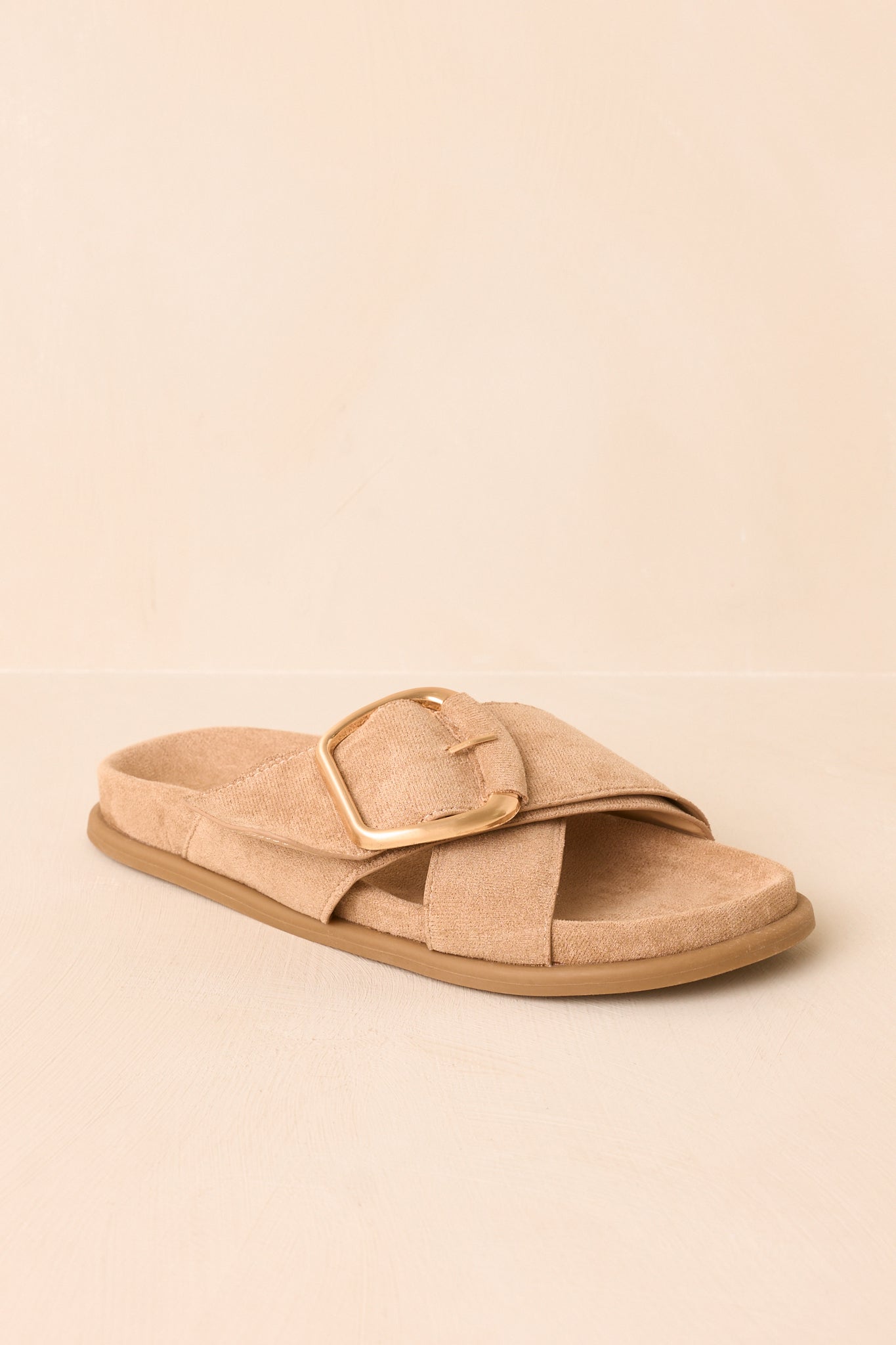 Vintage Havana Elektra Light Taupe Suede Buckle Slide Sandals