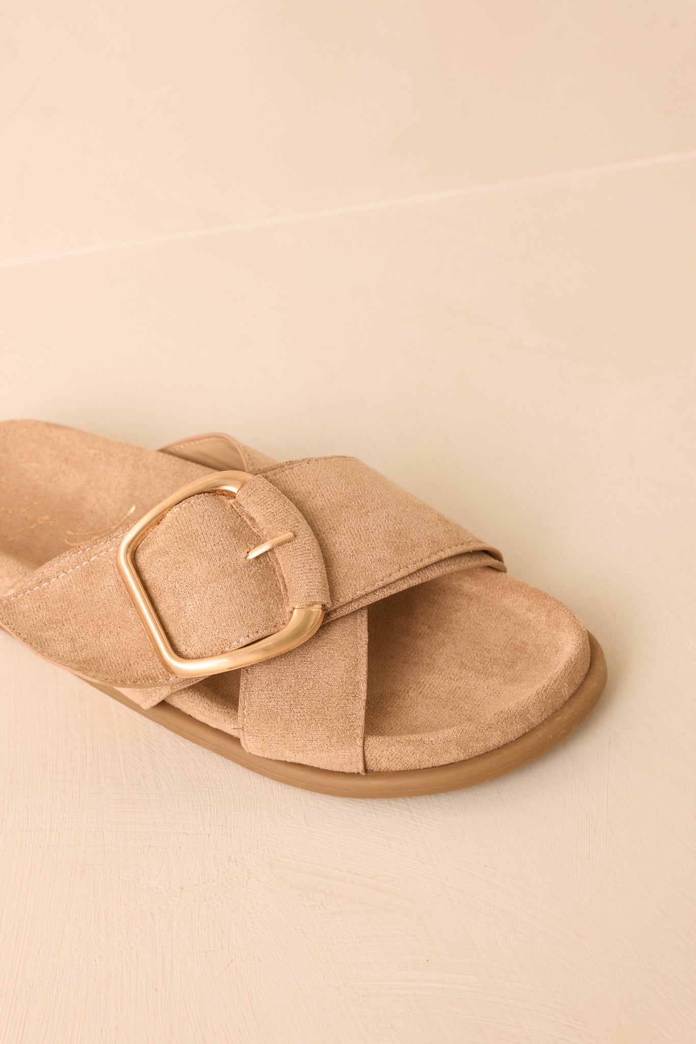 Vintage Havana Elektra Light Taupe Suede Buckle Slide Sandals