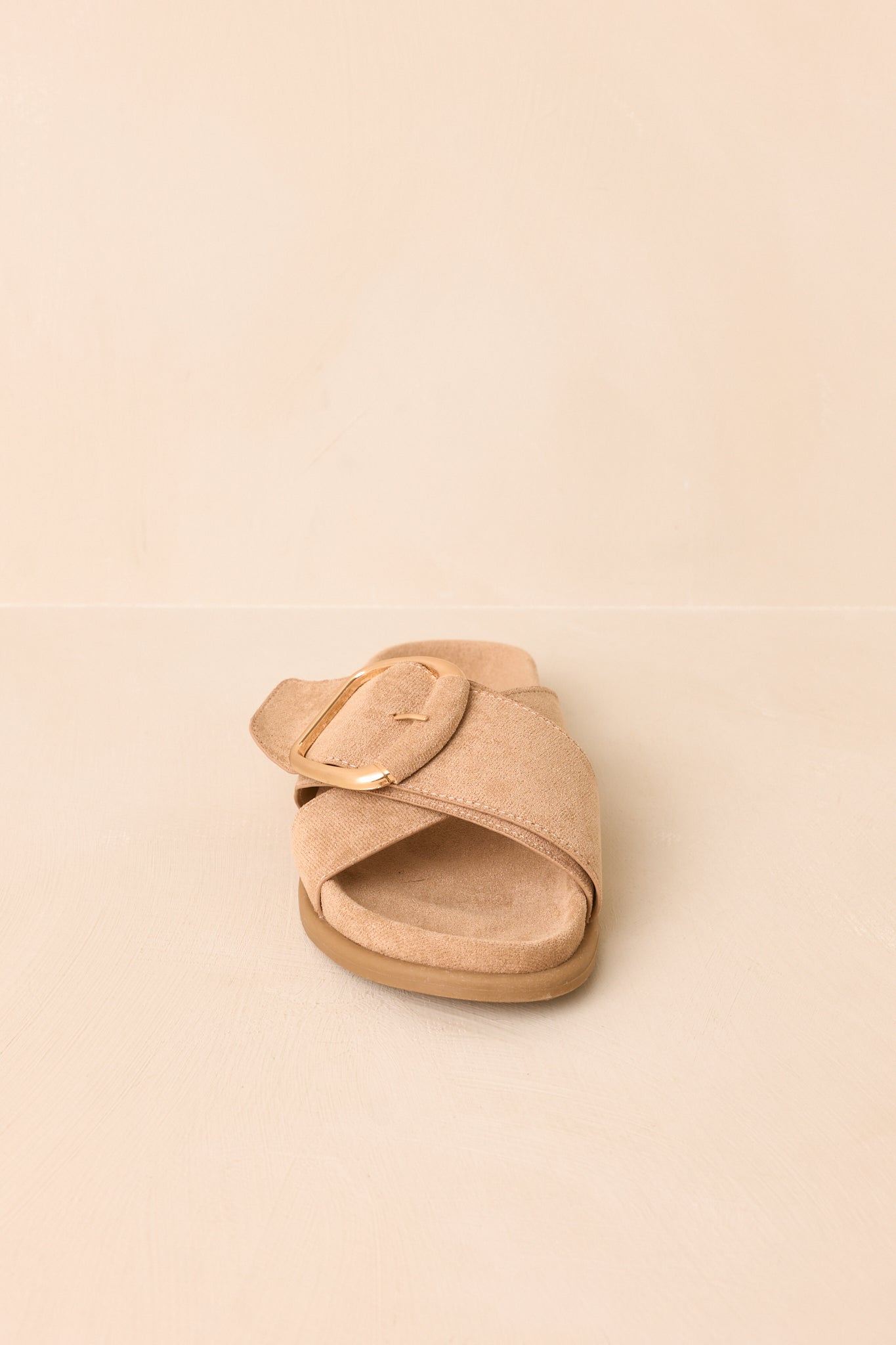 Vintage Havana Elektra Light Taupe Suede Buckle Slide Sandals