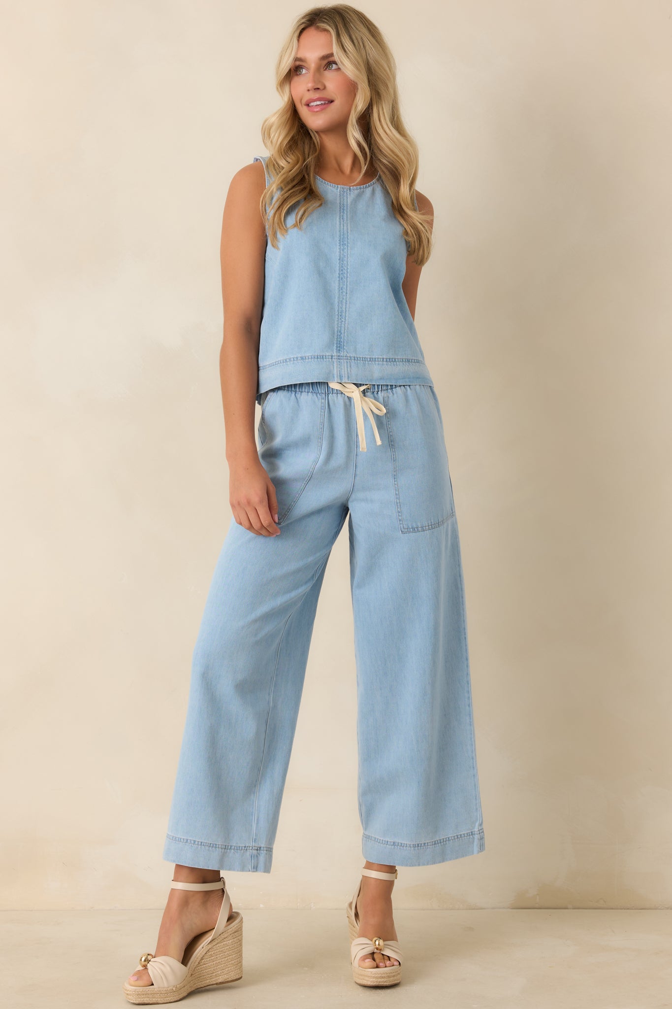 Z Supply Daycation Light Wash Cotton Denim Utility Pants