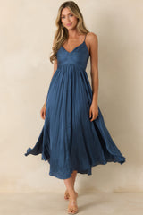 ASTR The Label Maeve Navy Pleated Midi Dress