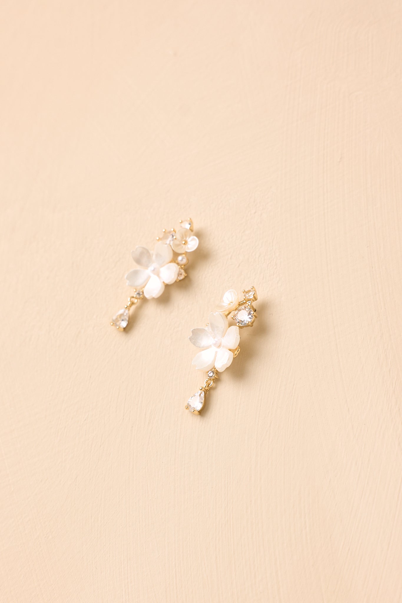 Dew Kissed Crystal Pearlescent Floral Drop Earrings