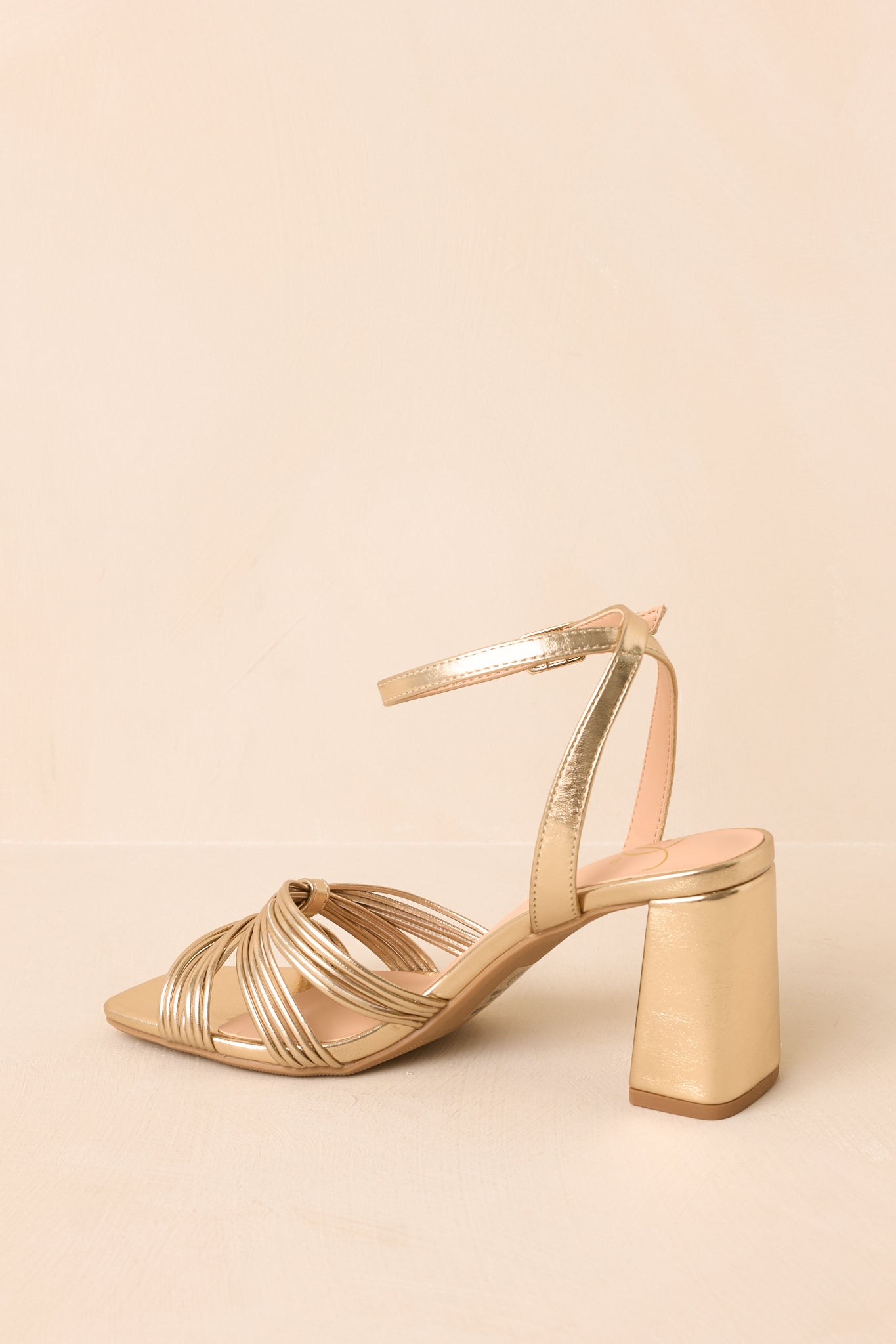 Toast To Tonight Metallic Gold Strappy Block Heels