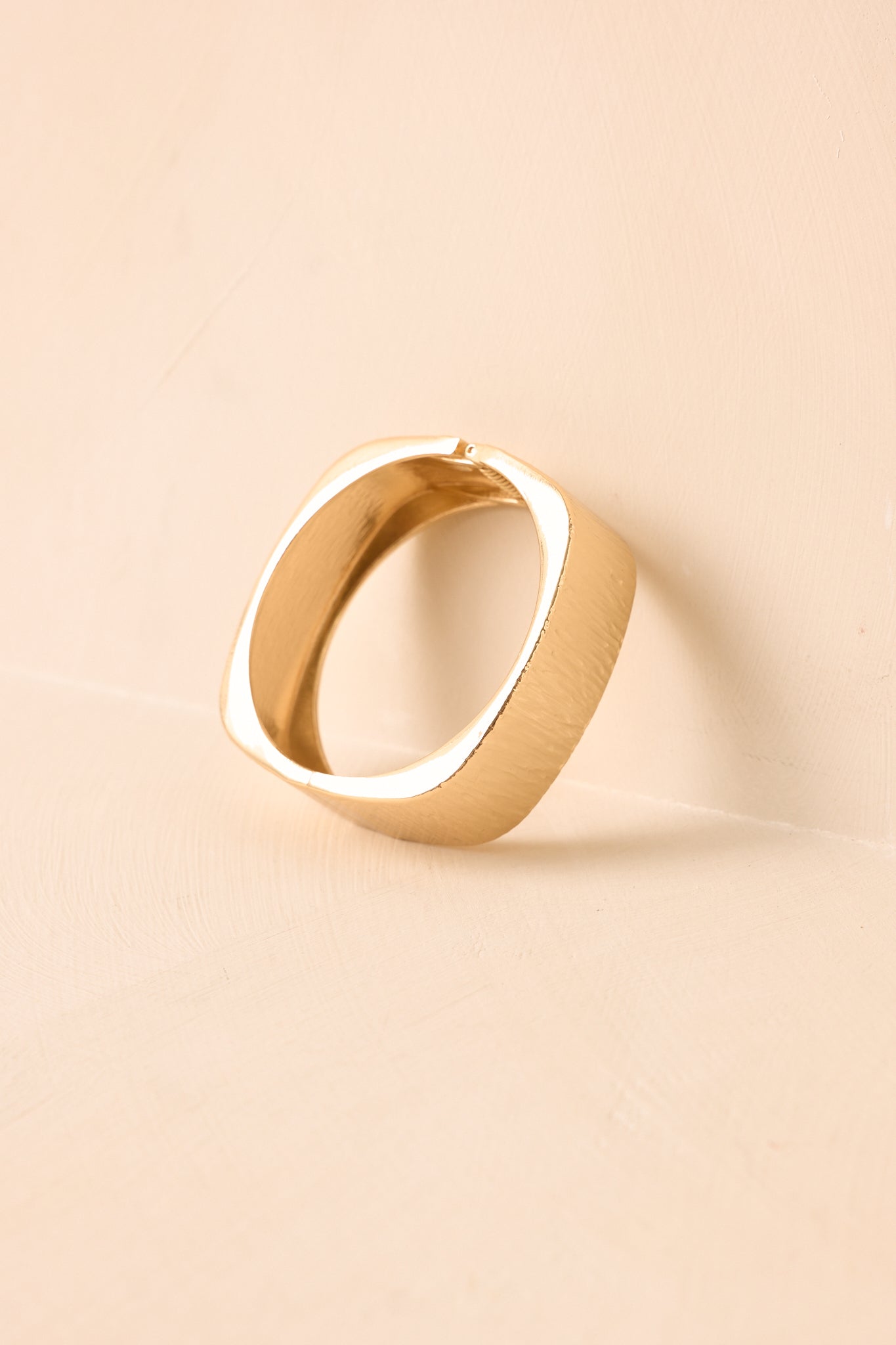 At Square One Gold Textured Hinged Cuff Bracelet