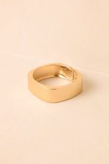 At Square One Gold Textured Hinged Cuff Bracelet