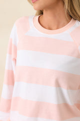 Z Supply Saldana Blush Pink Stripe Crewneck Sweatshirt