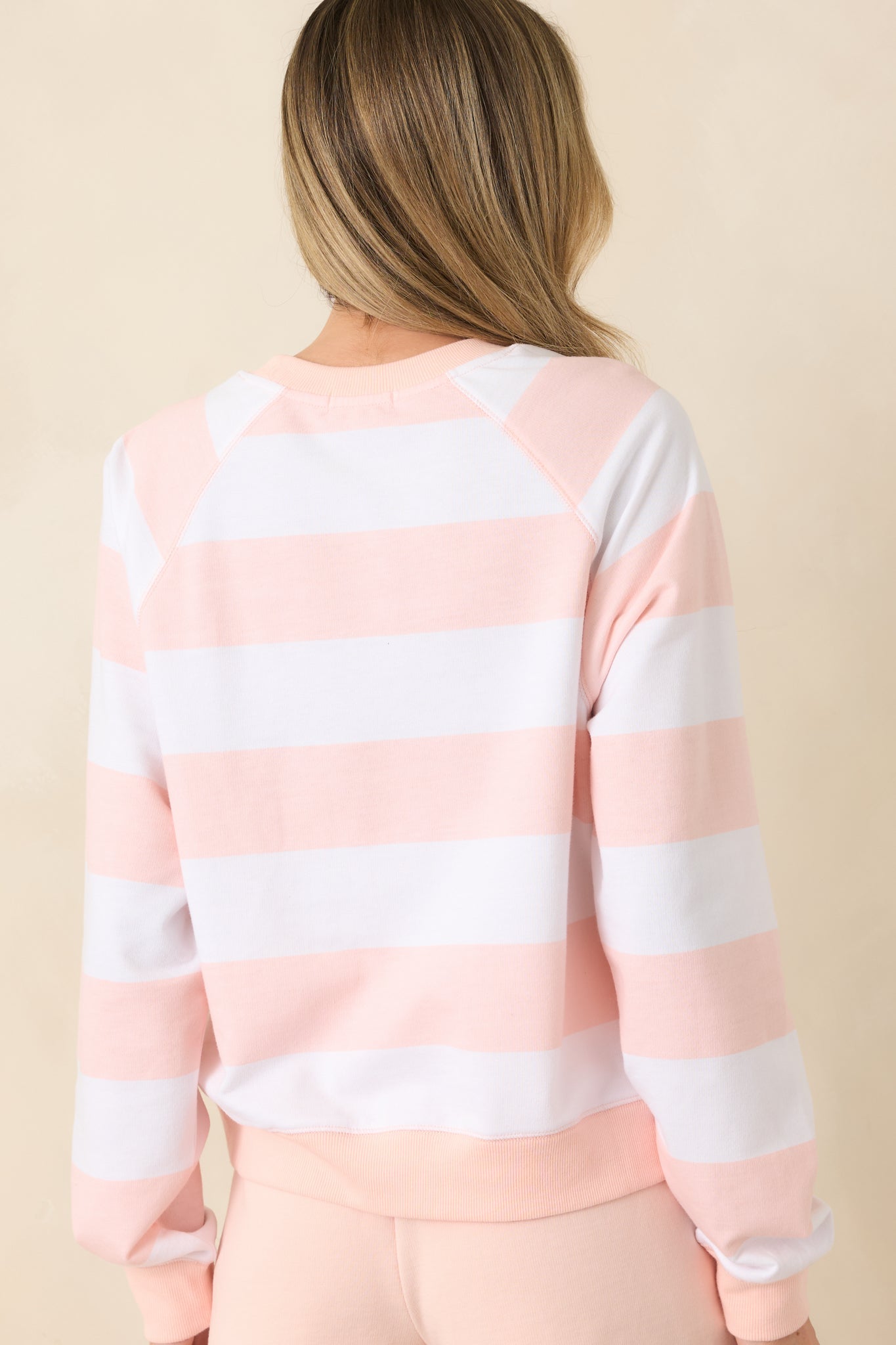 Z Supply Saldana Blush Pink Stripe Crewneck Sweatshirt