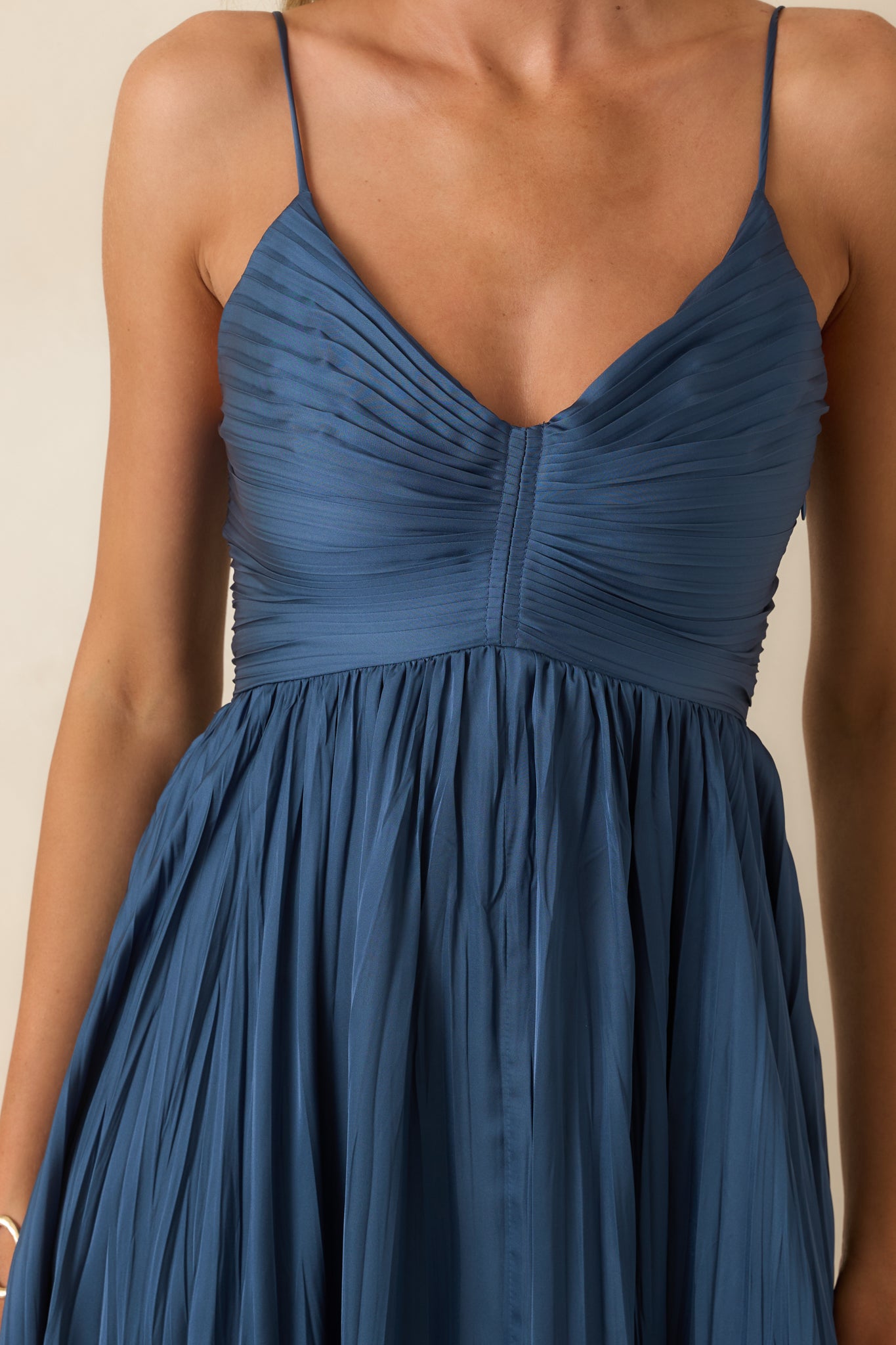 ASTR The Label Maeve Navy Pleated Midi Dress