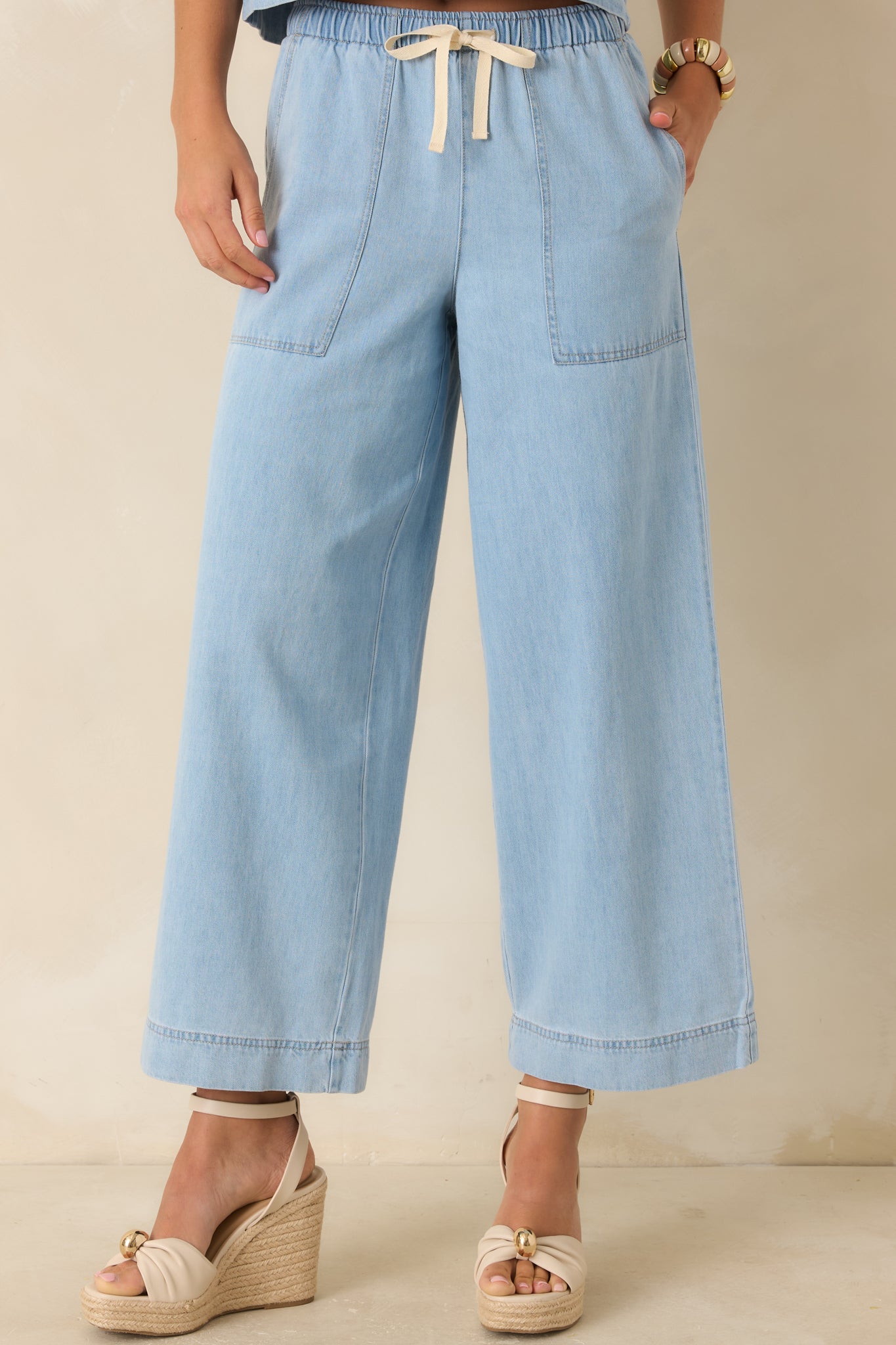 Z Supply Daycation Light Wash Cotton Denim Utility Pants