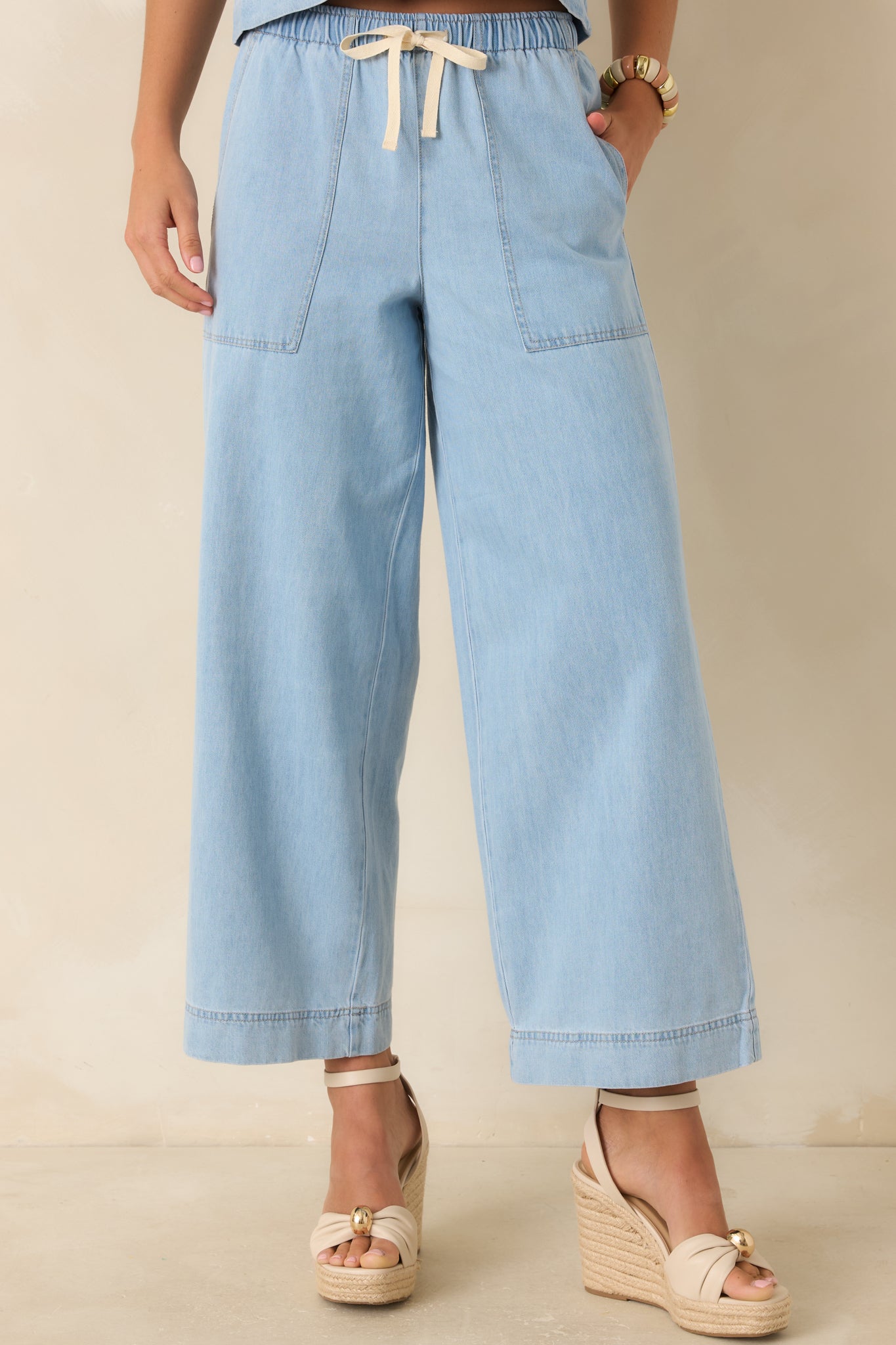 Z Supply Daycation Light Wash Cotton Denim Utility Pants