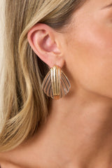Champagne Coast Gold & Clear Shell Earrings