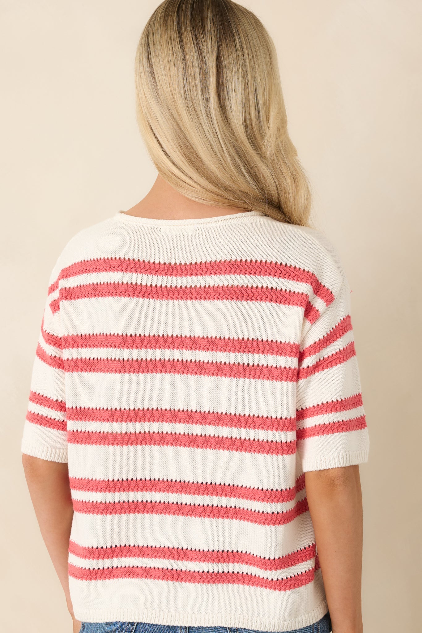 Z Supply Prado Coral Pink Stripe Sweater Top