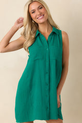 Z Supply New Light Rainforest Green Crinkle Mini Dress