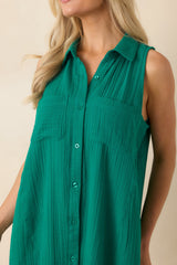 Z Supply New Light Rainforest Green Crinkle Mini Dress