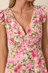 Dancing In The Sun Pink Floral Sleeveless Maxi Dress