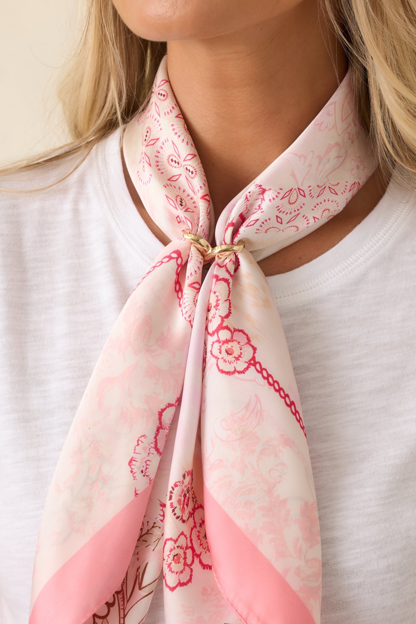 From Another Time Pink Floral Satin Scarf