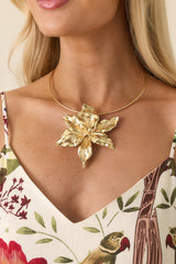 Grow Boldly Gold Floral Statement Necklace