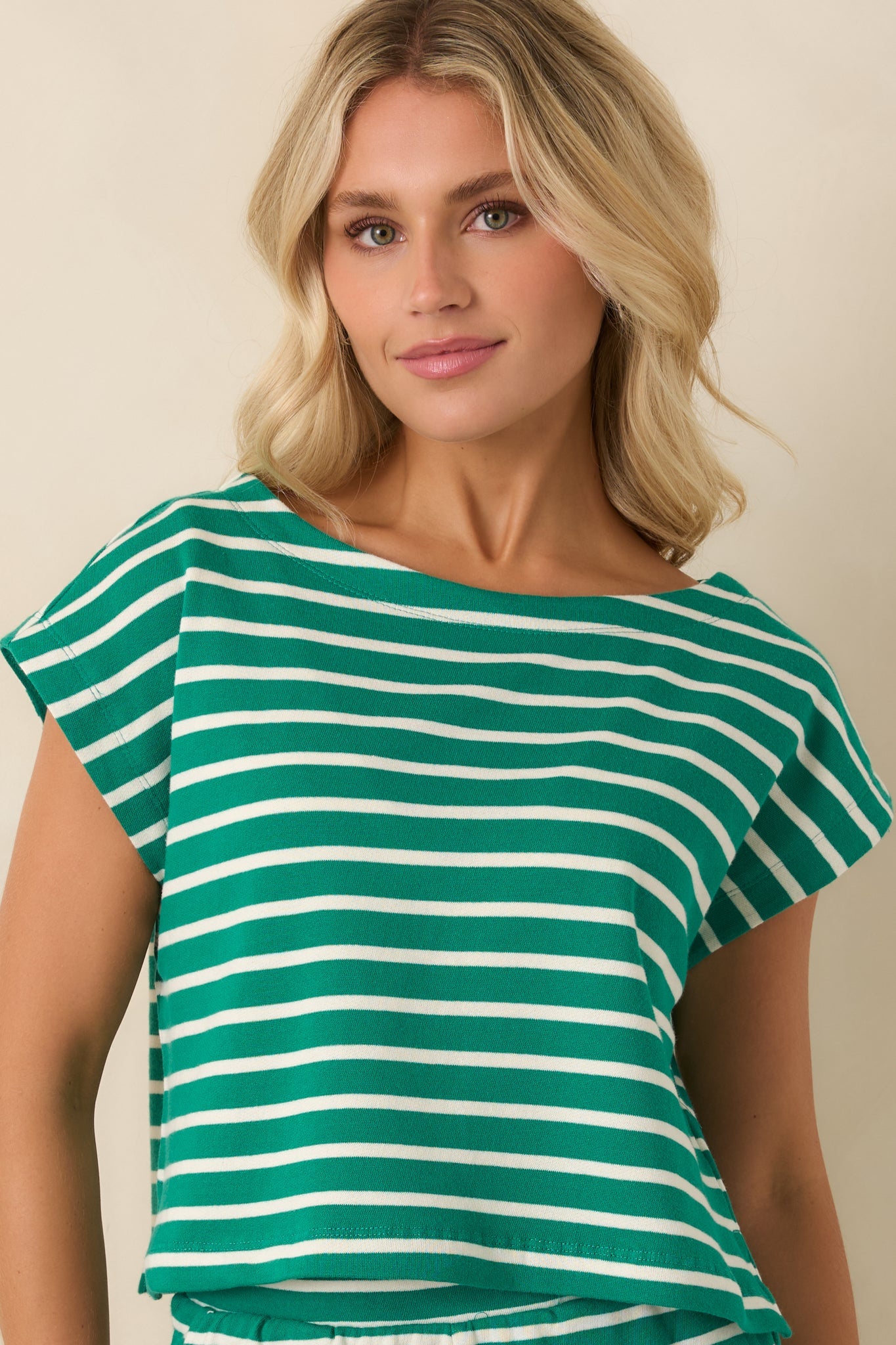 Z Supply Tilly Rainforest Green Cotton Stripe Top