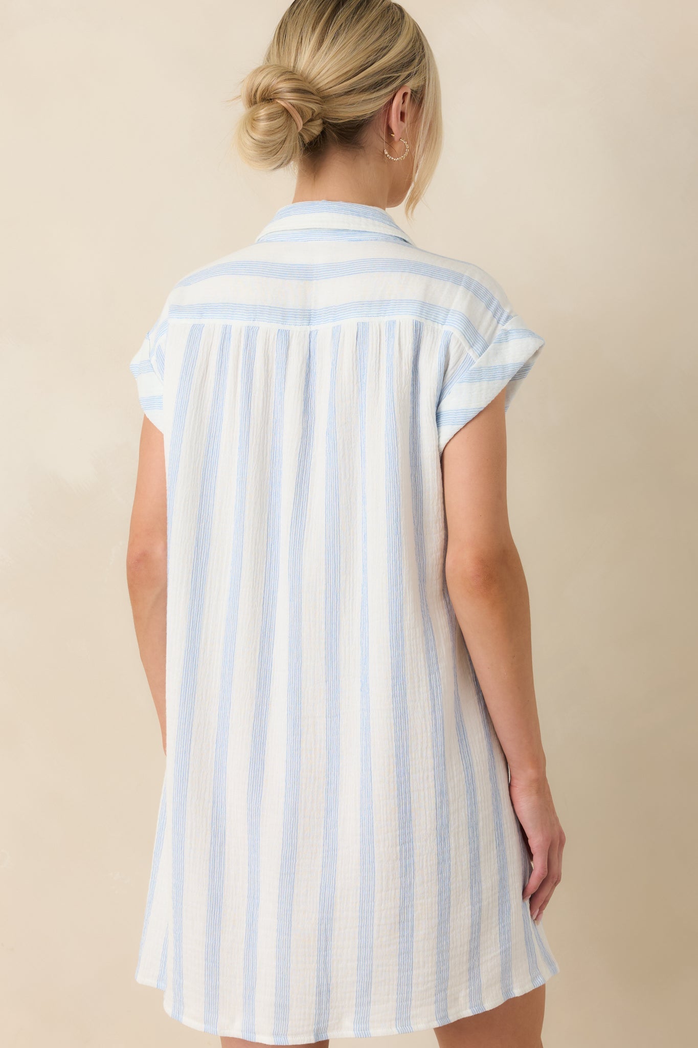 Z Supply Shellbound Ivory & Blue Stripe Cotton Mini Dress